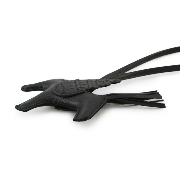 エルメス バッグチャーム ロデオPM ペガサス タッチ ブラック ラムスキン/アリゲータマット Z刻印 黒 ブラック