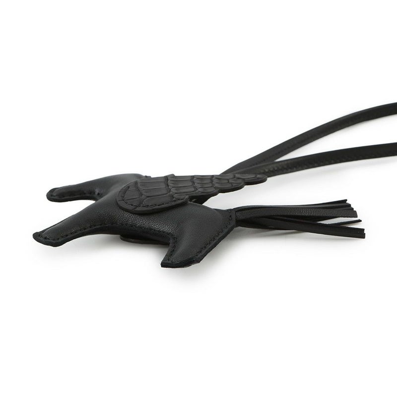 エルメス バッグチャーム ロデオPM ペガサス タッチ ブラック ラムスキン/アリゲータマット Z刻印 黒 ブラック