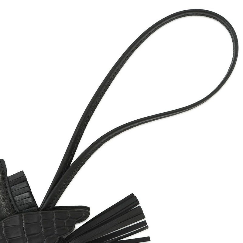 エルメス バッグチャーム ロデオPM ペガサス タッチ ブラック ラムスキン/アリゲータマット Z刻印 黒 ブラック