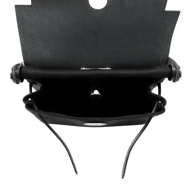 エルメス ショルダーバッグ エールバッグジップ ミニ ブラック/シルバー金具 トワルミリタリー/ヴァッシュハンター W刻印 黒