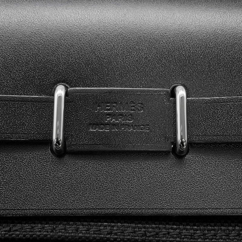 エルメス ショルダーバッグ エールバッグジップ ミニ ブラック/シルバー金具 トワルミリタリー/ヴァッシュハンター W刻印 黒