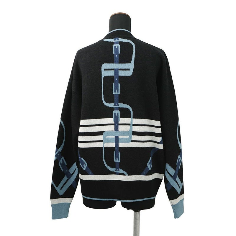 エルメス カーディガン MORS A JOUETS 馬銜 ウール レディースサイズ36 HERMES 黒