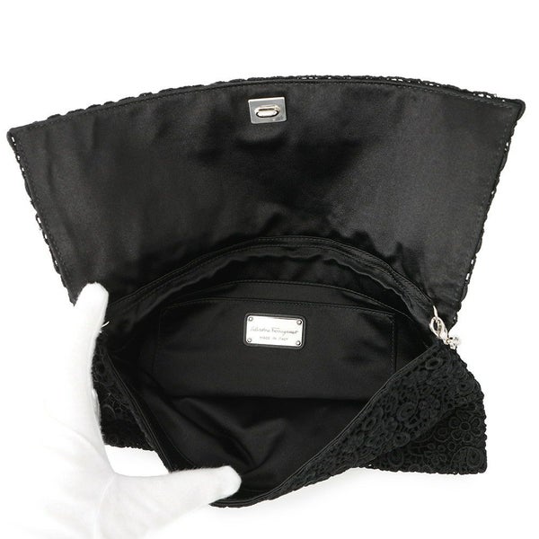 サルヴァトーレ・フェラガモ ショルダーバッグ ヴァラリボン フラワー 21D064 Ferragamo 黒