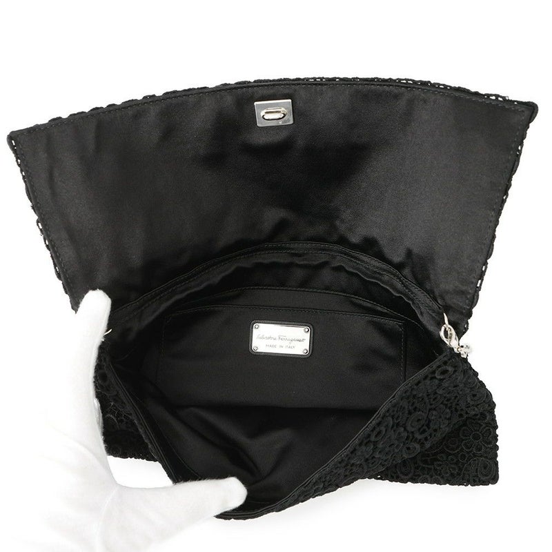 サルヴァトーレ・フェラガモ ショルダーバッグ ヴァラリボン フラワー 21D064 Ferragamo 黒