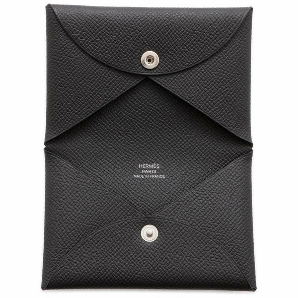 エルメス カードケース カルヴィ ブラック エプソン W刻印 HERMES 名刺入れ 黒