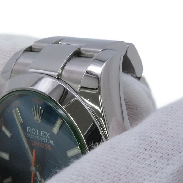 ロレックス ミルガウス グリーンガラス ランダムシリアル ルーレット 116400GV ROLEX 腕時計 Zブルー文字盤