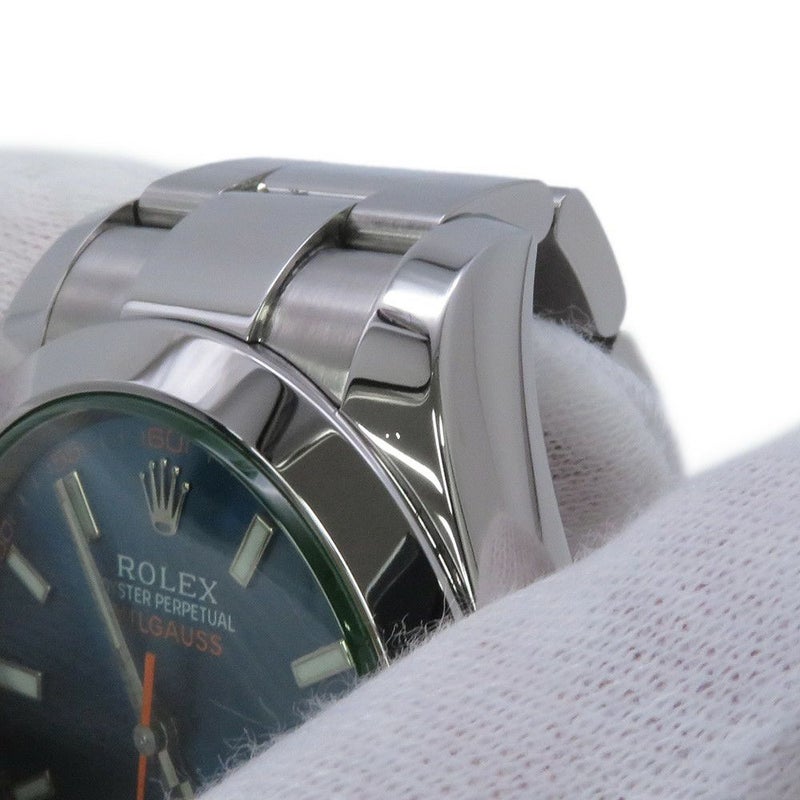 ロレックス ミルガウス グリーンガラス ランダムシリアル ルーレット 116400GV ROLEX 腕時計 Zブルー文字盤