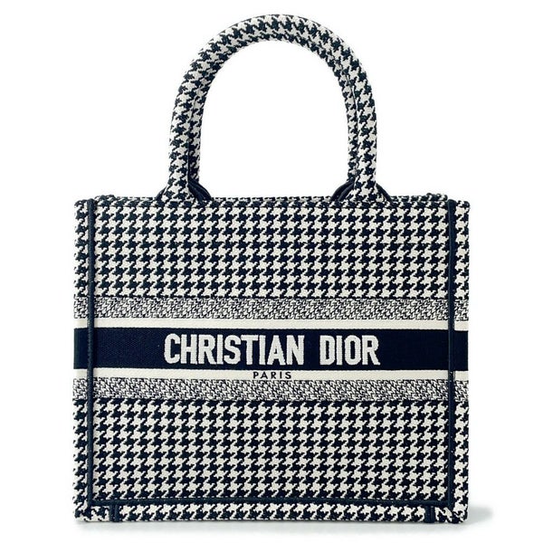 クリスチャン・ディオール ハンドバッグ ブックトート スモール 千鳥柄 キャンバス Christian Dior 黒 白