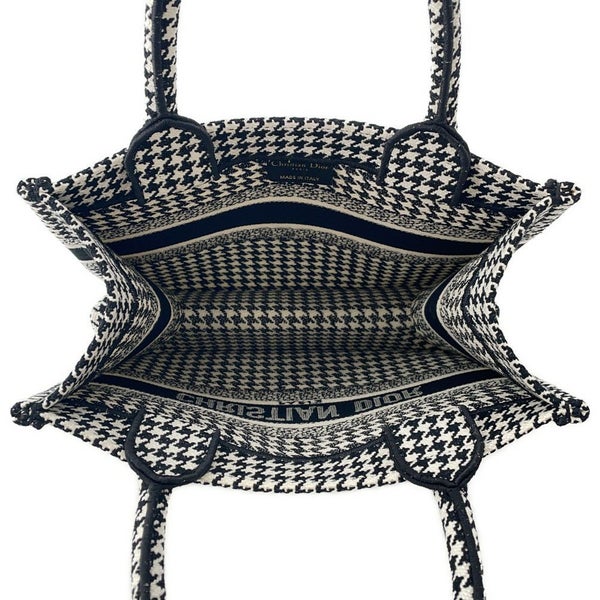 クリスチャン・ディオール ハンドバッグ ブックトート スモール 千鳥柄 キャンバス Christian Dior 黒 白