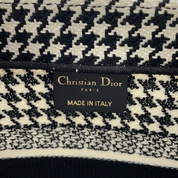 クリスチャン・ディオール ハンドバッグ ブックトート スモール 千鳥柄 キャンバス Christian Dior 黒 白