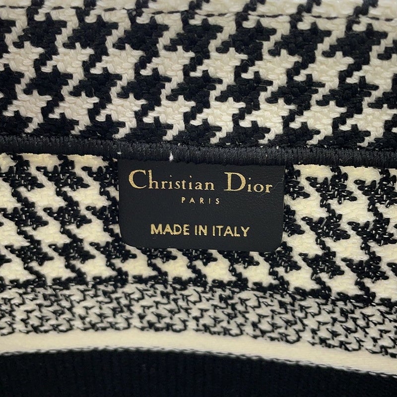 クリスチャン・ディオール ハンドバッグ ブックトート スモール 千鳥柄 キャンバス Christian Dior 黒 白