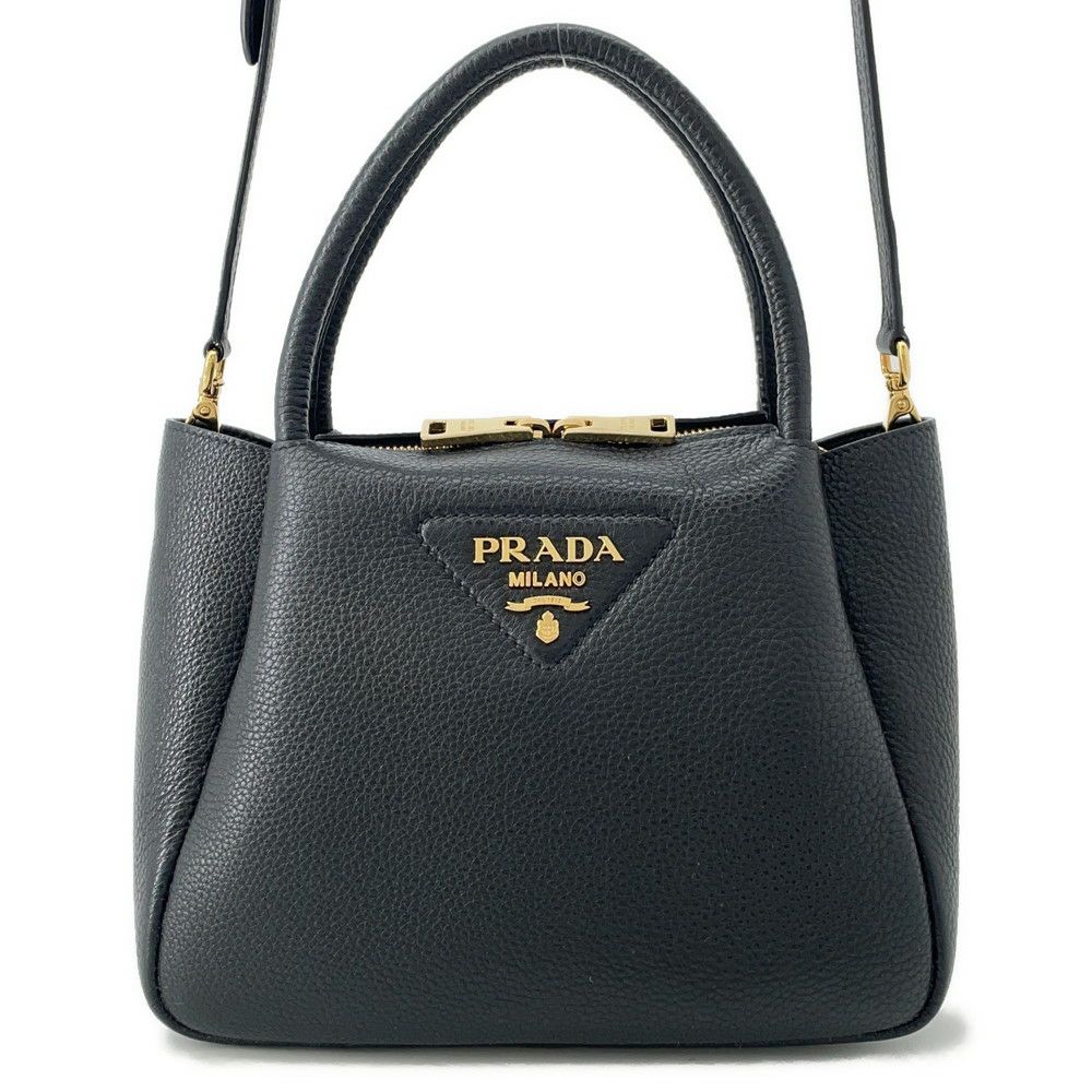PRADA プラダ スモール レザー ハンドバッグ 2Wayショルダーバッグ ブラック 1BC145_2DKV_F0002_V_3OM レディース【中古】【美品】 PRADA - PRADA プラダ スモール レザー ハンドバッグ 2Wayショルダー