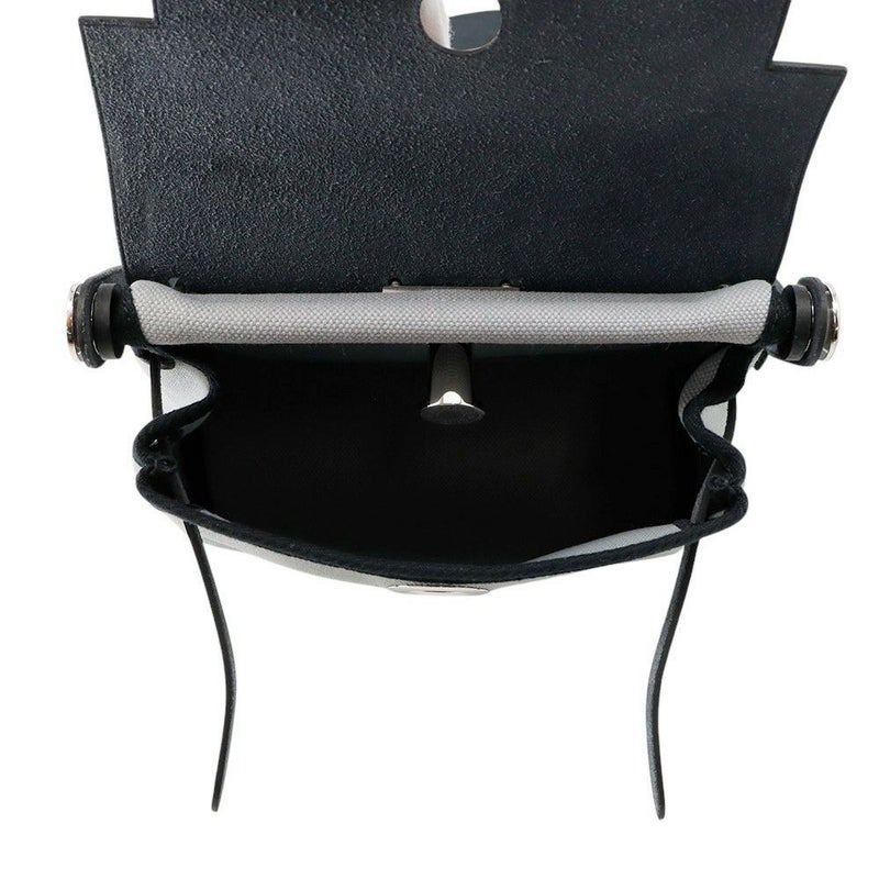 エルメス ショルダーバッグ エールバッグジップ ミニ ブラック/グリパンタン/シルバー金具 トワルミリタリー/ヴァッシュハンター K刻印 黒