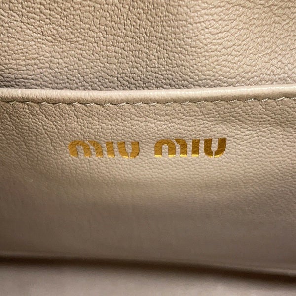 ミュウミュウ ハンドバッグ ジップド トップハンドル シープファー 5BB092 MIUMIU 2way 白