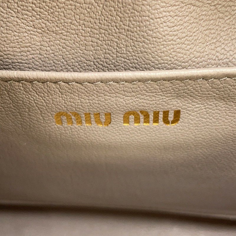 ミュウミュウ ハンドバッグ ジップド トップハンドル シープファー 5BB092 MIUMIU 2way 白