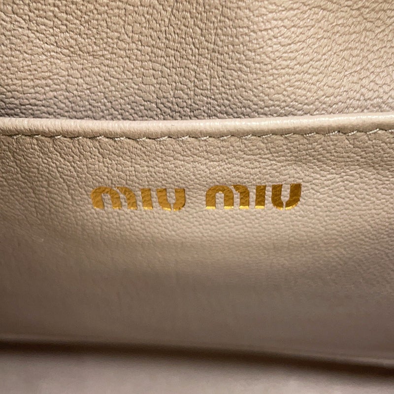 ミュウミュウ ハンドバッグ ジップド トップハンドル シープファー 5BB092 MIUMIU 2way 白