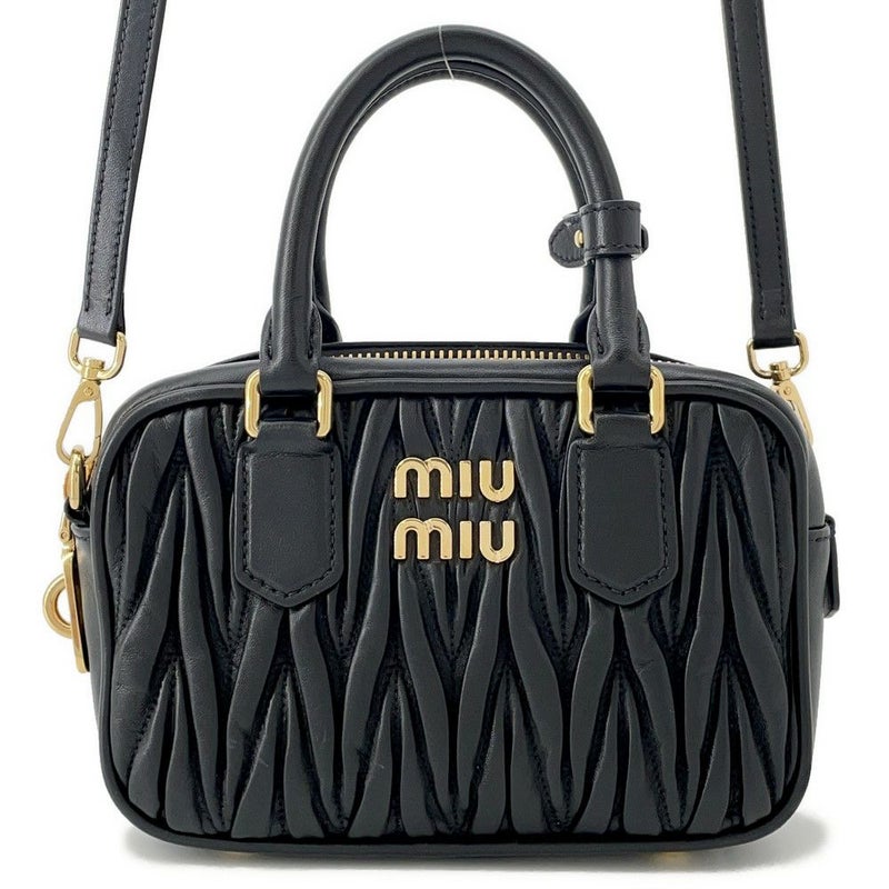 ミュウミュウ ハンドバッグ マテラッセ アルカディ スモール ナッパレザー 5BB123 Miu Miu 2way 黒