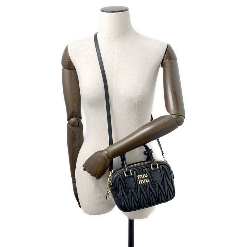 ミュウミュウ ハンドバッグ マテラッセ アルカディ スモール ナッパレザー 5BB123 Miu Miu 2way 黒