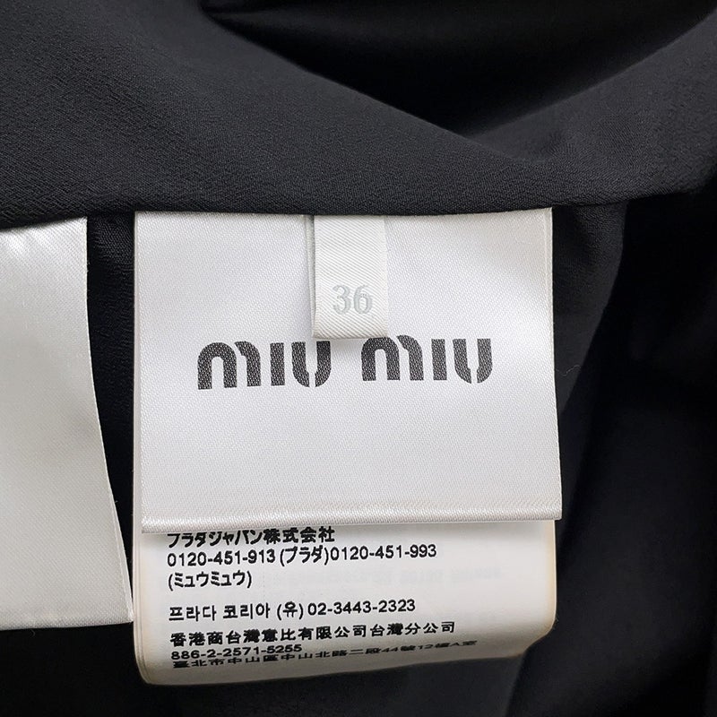 ミュウミュウ ワンピース ミニシャツドレス プリーツ レディースサイズ36 MF5621 Miu Miu トップス 黒