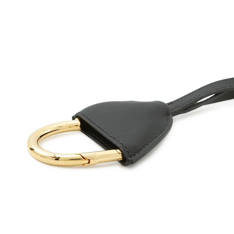 エルメス ネックストラップ オ・クール・デュ・フォーブル ブラック/ゴールド金具 スイフト W刻印 アクセサリー 黒