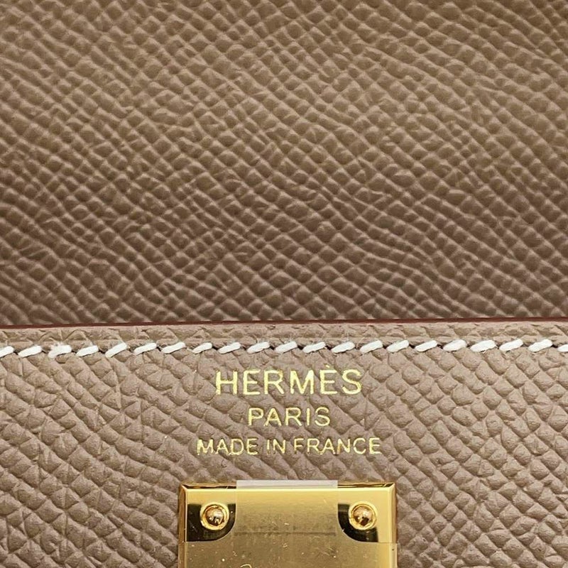 エルメス ハンドバッグ ケリー25 外縫い エトゥープ/ゴールド金具 エプソン W刻印 2wayショルダー