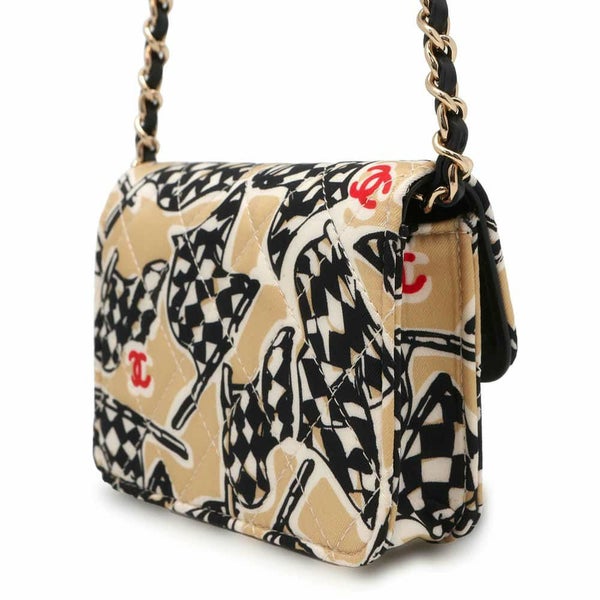シャネル チェーンショルダーバッグ チェッカーフラッグ ココマーク キャンバス CHANEL ノベルティ