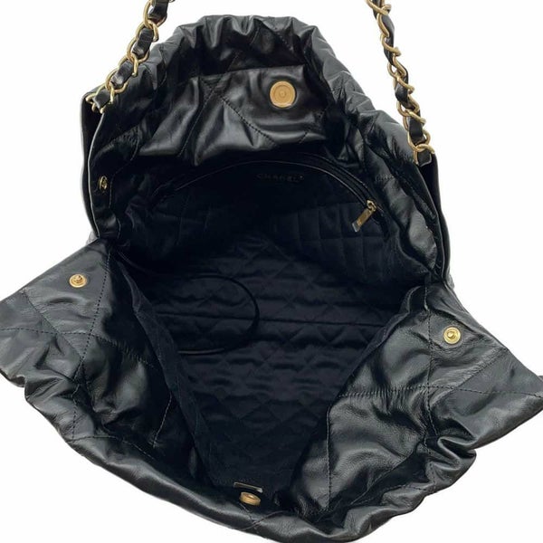 シャネル ハンドバッグ シャネル22 シャイニーカーフレザー AS3261 CHANEL バッグ ショルダーバッグ 黒