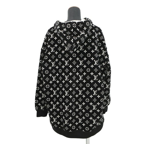 ルイヴィトン パーカー モノグラム ベロア コットン100% レディースXL LOUIS VUITTON ヴィトン 黒