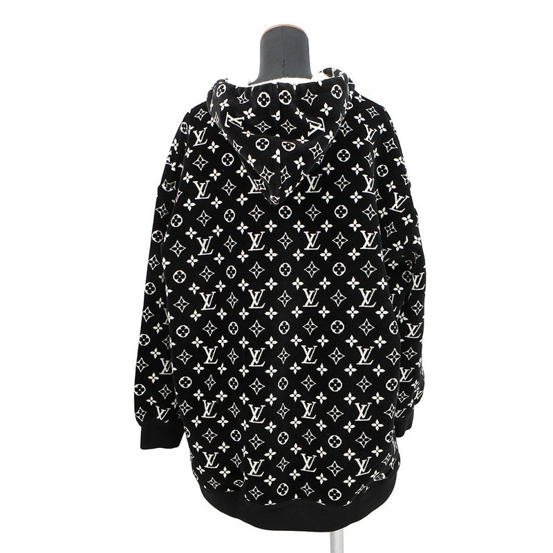 ルイヴィトン パーカー モノグラム ベロア コットン100% レディースXL LOUIS VUITTON ヴィトン 黒