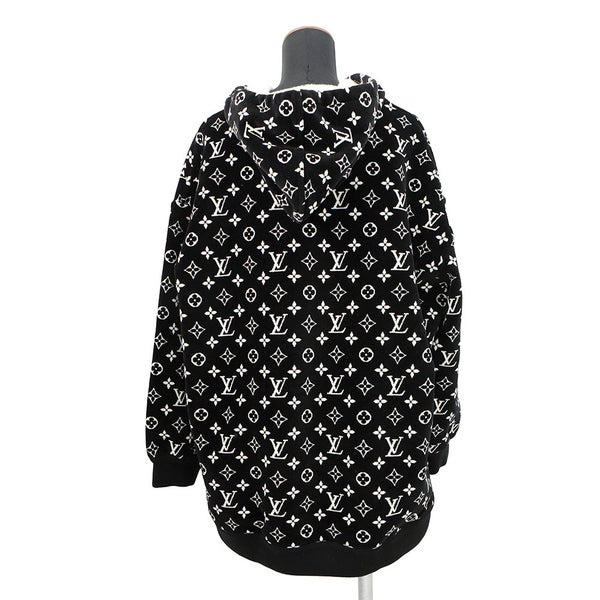 ルイヴィトン パーカー モノグラム ベロア コットン100% レディースXL LOUIS VUITTON ヴィトン 黒