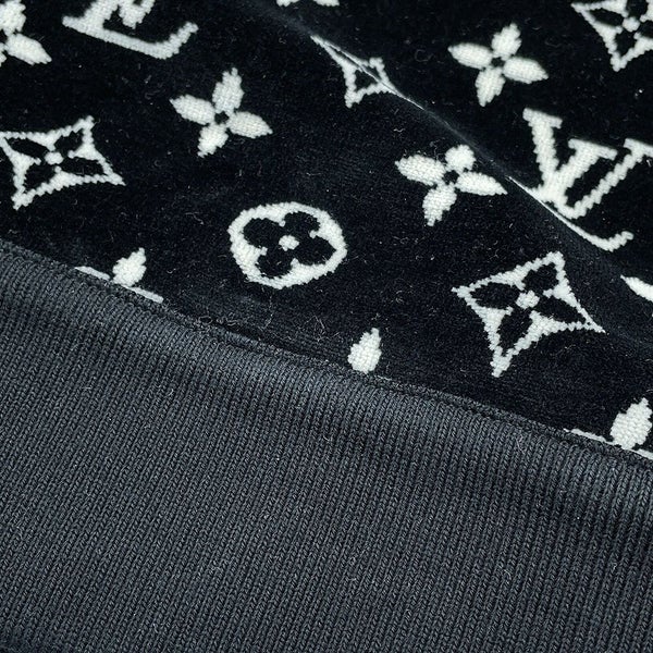 ルイヴィトン パーカー モノグラム ベロア コットン100% レディースXL LOUIS VUITTON ヴィトン 黒