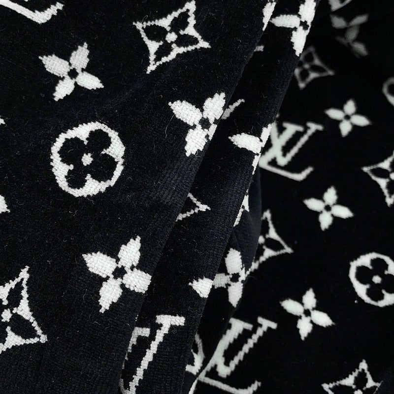 ルイヴィトン パーカー モノグラム ベロア コットン100% レディースXL LOUIS VUITTON ヴィトン 黒