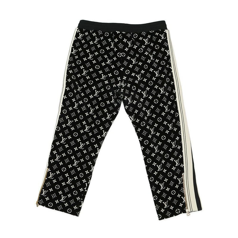 ルイヴィトン ボトムス モノグラム ベロアパンツ コットン レディースサイズXL LOUIS VUITTON ヴィトン 黒