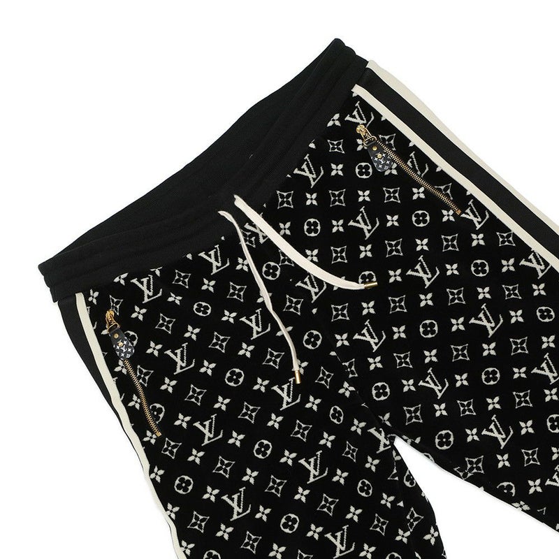 ルイヴィトン ボトムス モノグラム ベロアパンツ コットン レディースサイズXL LOUIS VUITTON ヴィトン 黒