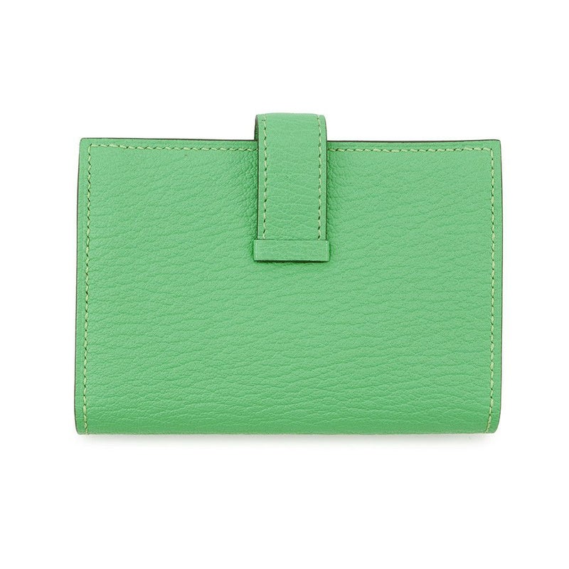 エルメス カードケース ベアン ミニ ヴェールコミック/シルバー金具 シェブルミゾル B刻印 HERMES 名刺入れ