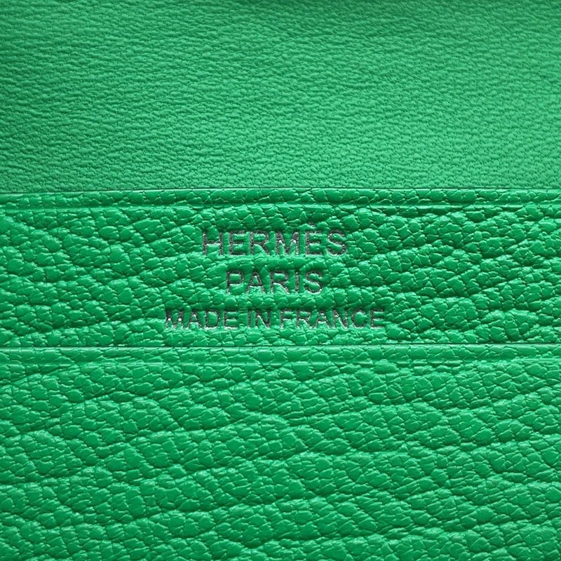 エルメス カードケース ベアン ミニ ヴェールコミック/シルバー金具 シェブルミゾル B刻印 HERMES 名刺入れ