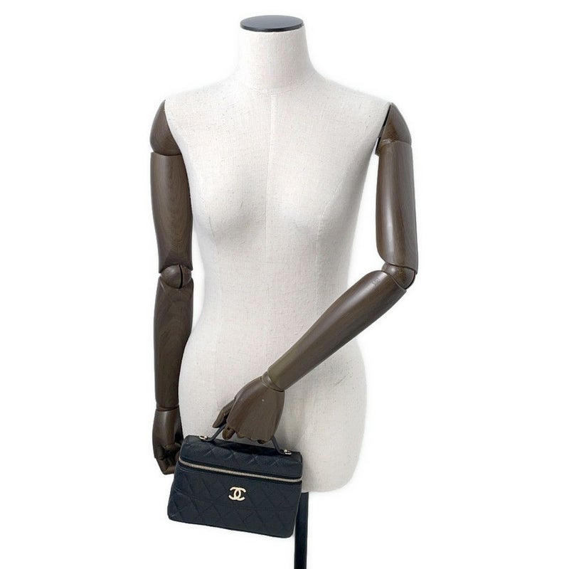 シャネル チェーンショルダーバッグ マトラッセ バニティ ココマーク キャビアスキン AP4385 CHANEL ヴァニティ 黒