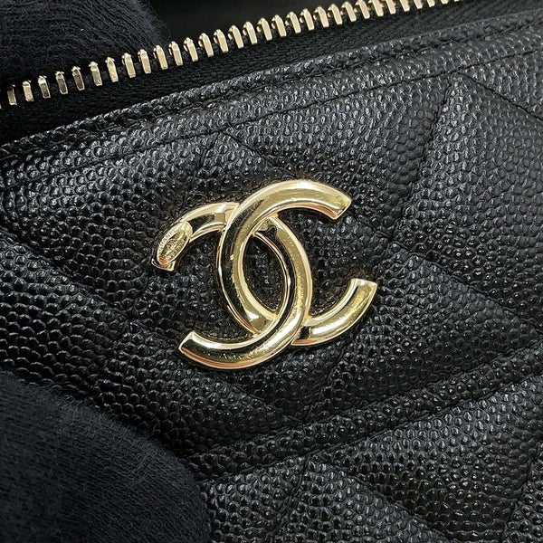 シャネル チェーンショルダーバッグ マトラッセ バニティ ココマーク キャビアスキン AP4385 CHANEL ヴァニティ 黒