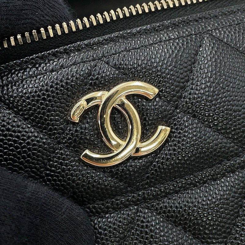 シャネル チェーンショルダーバッグ マトラッセ バニティ ココマーク キャビアスキン AP4385 CHANEL ヴァニティ 黒