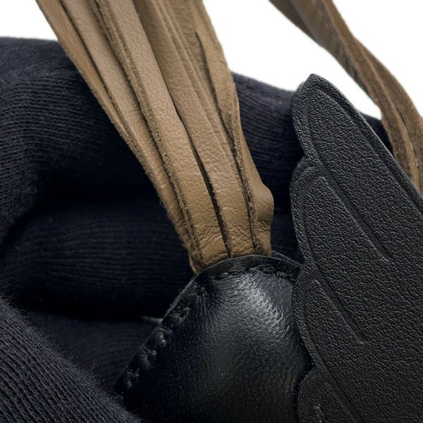 エルメス バッグチャーム ロデオPM ペガサス ブラック/エトゥープ ラムスキン W刻印 黒