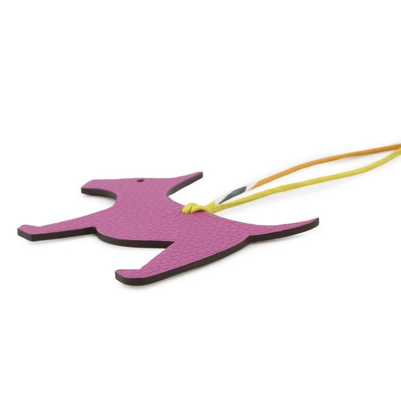 エルメス バッグチャーム プティアッシュ ドッグ マグノリア/ブラウン トリヨンクレマンス/シェブル 犬