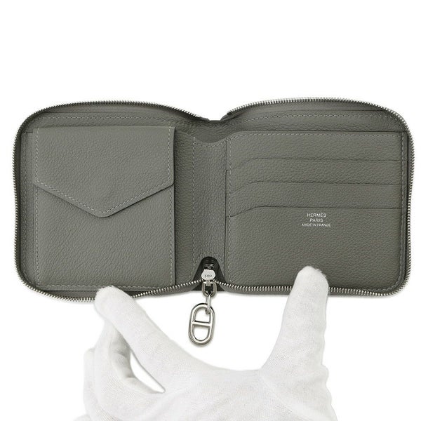 エルメス 二つ折り財布 ジップアンゴー2 シェーヌダンクル グリメイヤー/シルバー金具 エバーカラー B刻印