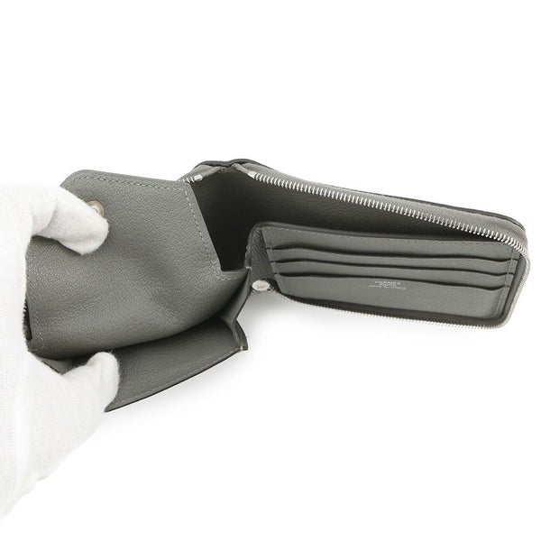 エルメス 二つ折り財布 ジップアンゴー2 シェーヌダンクル グリメイヤー/シルバー金具 エバーカラー B刻印