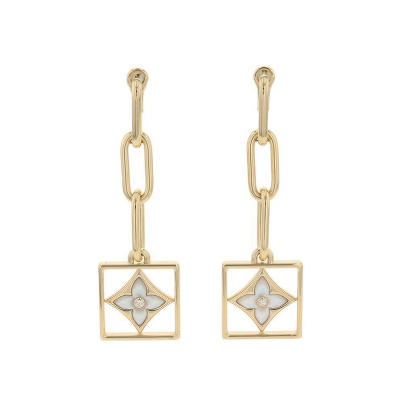 ルイヴィトン ピアス ブックル ドレイユ B ブロッサム ダイヤモンド/マザーオブパール K18YGイエローゴールド Q96790 LOUIS VUITTON