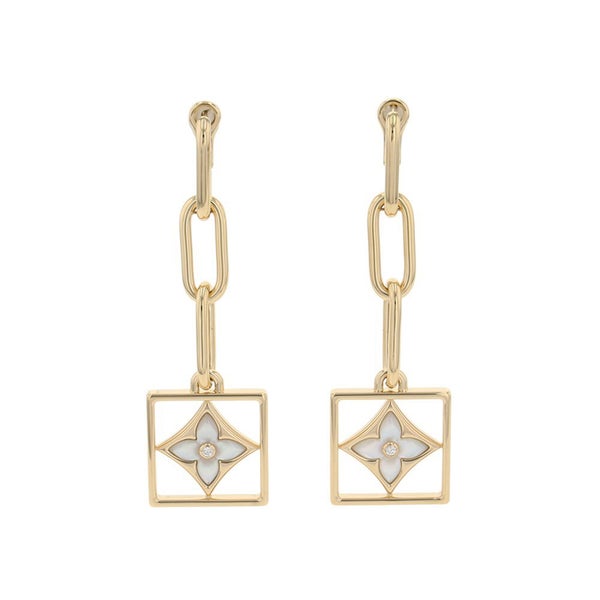 ルイヴィトン ピアス ブックル ドレイユ B ブロッサム ダイヤモンド/マザーオブパール K18YGイエローゴールド Q96790 LOUIS VUITTON