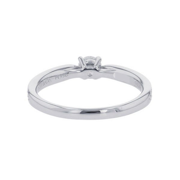 ティファニー リング ハーモニー ラウンド ブリリアント エンゲージメント ダイヤ 中石0.19ct Pt950プラチナ サイズ約9号 鑑定書付き 指輪