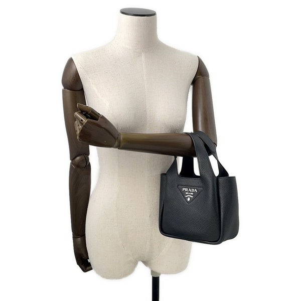 プラダ ハンドバッグ ロゴ ミニバッグ レザー 1BA349 PRADA 黒