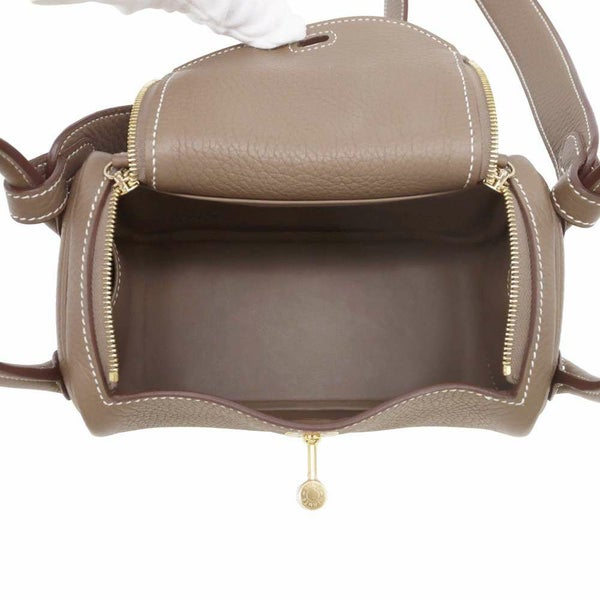 エルメス リンディ ミニ エトゥープ/ゴールド金具 トリヨンクレマンス B刻印 HERMES 2wayショルダー