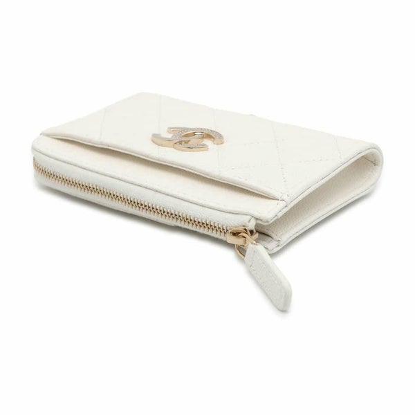 シャネル コインケース マトラッセ フラグメントケース  キャビアスキン AP4180 CHANEL 白