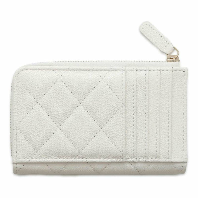 シャネル コインケース マトラッセ フラグメントケース  キャビアスキン AP4180 CHANEL 白